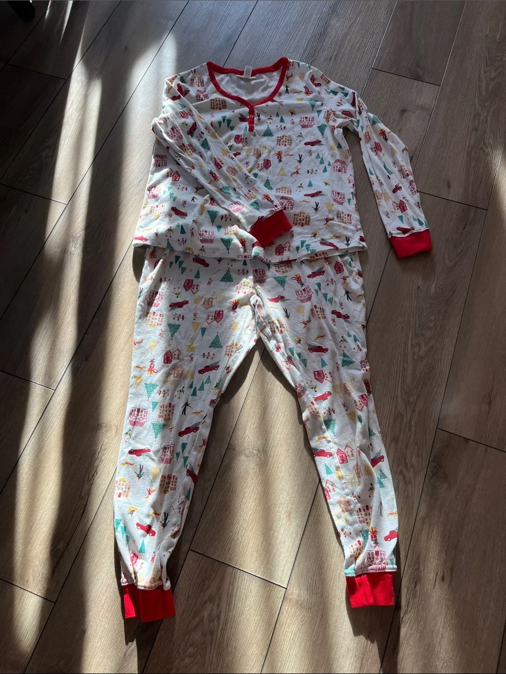 Women's Holiday Print Pajama Set with Red Trim